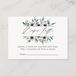 Eucalyptus Anemone Baby Shower Luier Raffle Informatiekaartje