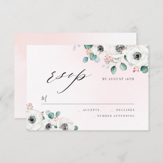 Eucalyptus anemone floral mariage rustique RSVP (Devant / Derrière)
