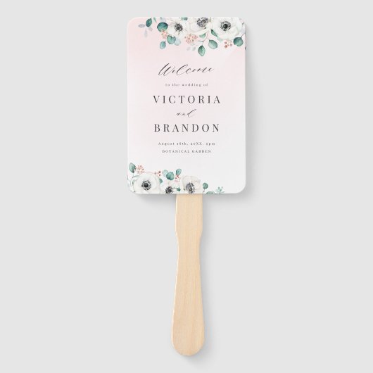 Eucalyptus anemone floral rustitprogramma's handwaaier (Voorkant)