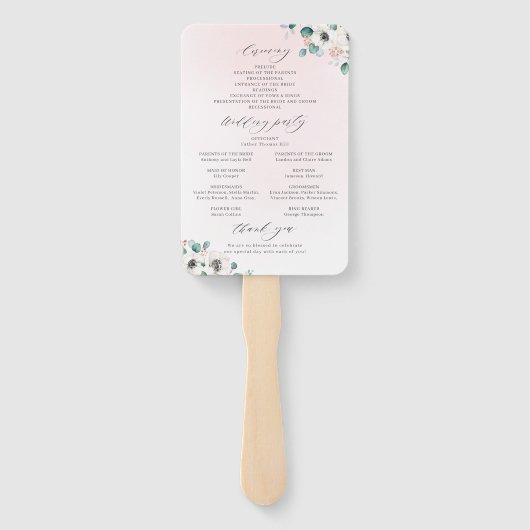 Eucalyptus anemone floral rustitprogramma's handwaaier (Achterkant)