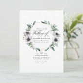 Eucalyptus Anemone Geometric QR Code RSVP Weddensc Kaart (Staand voorkant)