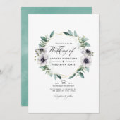 Eucalyptus Anemone Geometric QR Code RSVP Weddensc Kaart (Voorkant / Achterkant)
