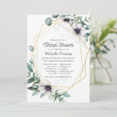 Eucalyptus Anemone Geometric Virtual Baby shower Kaart (Staand voorkant)