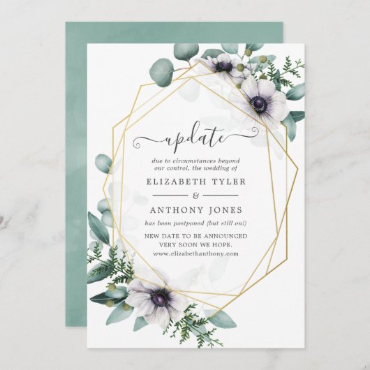 Eucalyptus Anemone Geometric Weddenschap Update Kaart (Voorkant / Achterkant)