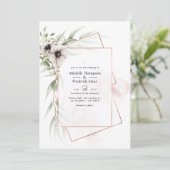 Eucalyptus Anemone Geometric Wedding Kaart (Staand voorkant)