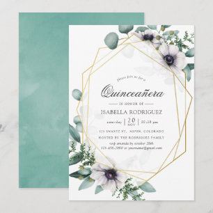 Eucalyptus Anemoon Geometrische Quinceañera Kaart