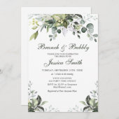 Eucalyptus Aquarelle Brunch et Bubbly Invitation (Devant / Derrière)