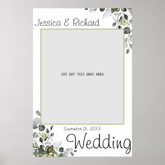 Eucalyptus Aquarelle Mariage Photo Prop Poster (Devant)