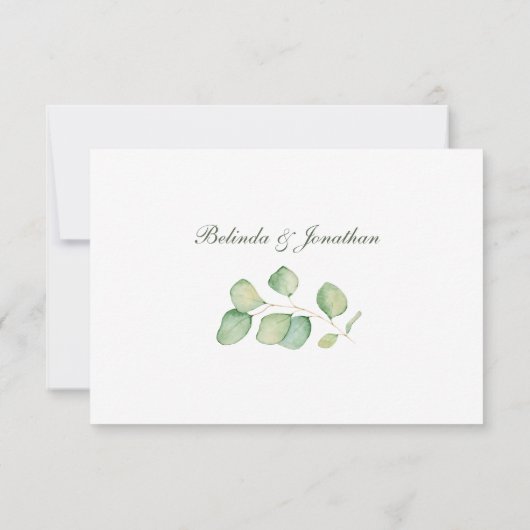 Eucalyptus Aquarelle Minimaliste Mariage Carte RSV (Dos)