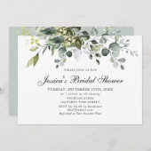 Eucalyptus Aquarelle Nuptiale Douche Invitation (Devant / Derrière)