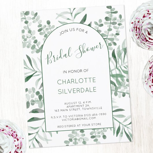 Eucalyptus Aquarelle Nuptiale Douche Invitation