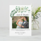 Eucalyptus Aquarelle Photo Mariage Carte de remerc (Debout devant)