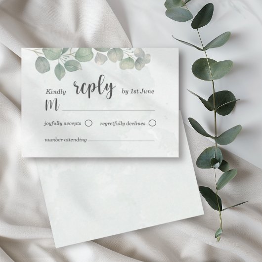 Eucalyptus Aquarelle sauge vert RSVP Mariage