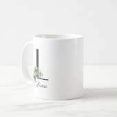 Eucalyptus Aquarelle script monogramme tasse de ca (Devant gauche)