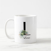 Eucalyptus Aquarelle script monogramme tasse de ca (Gauche)