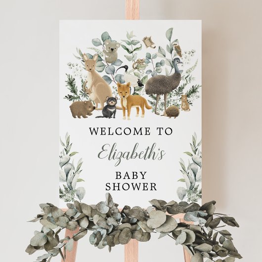 Eucalyptus Australian Animals Baby shower Welkom Poster