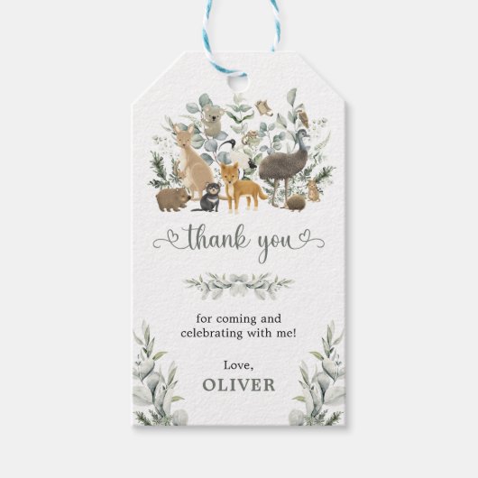 Eucalyptus Australian Birthday Hartelijk dank Cadeaulabel (Voorkant)