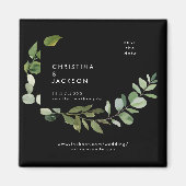 Eucalyptus B/W Bruiloft Vierkant Save the Date Magneet (Voorkant)