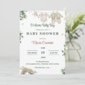 Eucalyptus Baby Boy Shower Invitation (Debout devant)