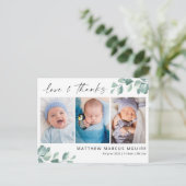 Eucalyptus baby dank je kaart, script bedankt briefkaart (Staand voorkant)