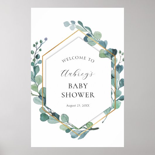 Eucalyptus Baby shower Affiche de bienvenue (Devant)