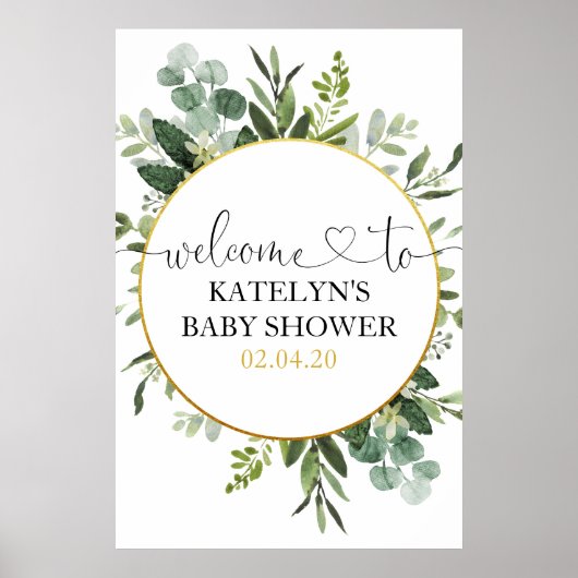 Eucalyptus Baby shower Affiche de bienvenue (Devant)