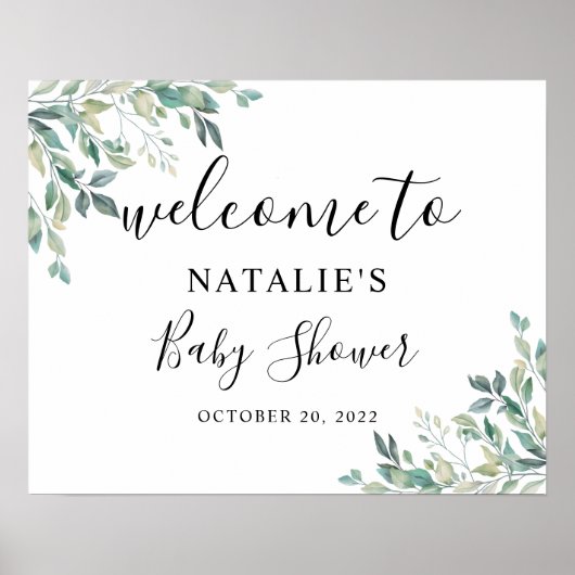 Eucalyptus Baby shower Affiche de bienvenue (Devant)