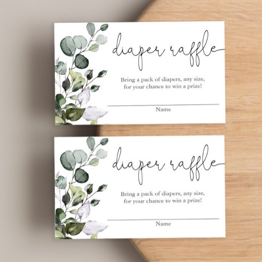 Eucalyptus baby shower carte de tombola de couche