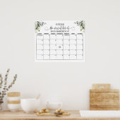 Eucalyptus Baby Shower Datum Raming Kalender Poster (Keuken)