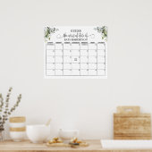 Eucalyptus Baby Shower Datum Raming Kalenders Poster (Keuken)
