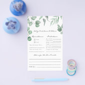 Eucalyptus Baby shower Game Voorspellingen & Advie Flyer (Enkel)