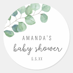 Eucalyptus - baby shower ronde sticker