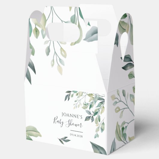 Eucalyptus Baby shower Succulent botanisch script Bedankdoosjes (Geopend)