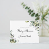 Eucalyptus Baby shower Uitnodiging Briefkaart (Staand voorkant)
