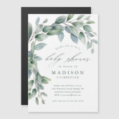 Eucalyptus Baby shower vert Aimant Invitation (Devant / Derrière)