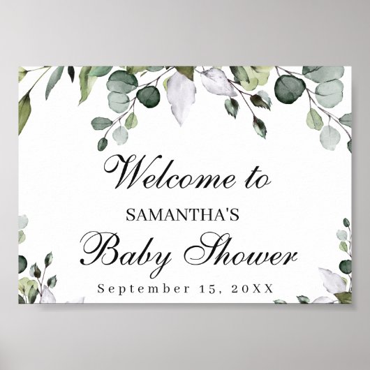 Eucalyptus Baby shower Welkomstteken Poster (Voorkant)