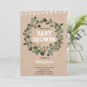 Eucalyptus babyshower uitnodiging (Staand voorkant)
