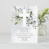 Eucalyptus Baptême Christening Boy Invitation (Debout devant)
