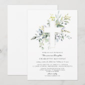 Eucalyptus Baptême Christening Invitation (Devant / Derrière)