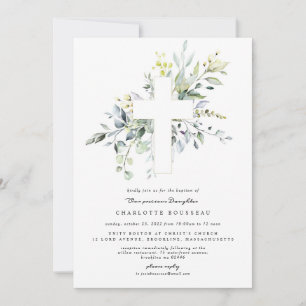 Eucalyptus Baptême Christening Invitation