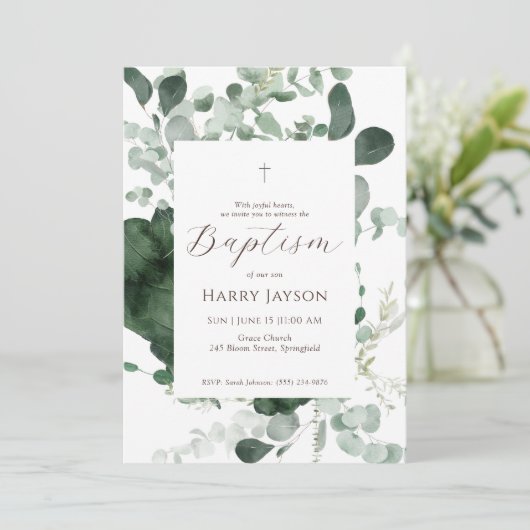 Eucalyptus Baptême de verdure Invitation (Debout devant)