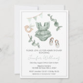 Eucalyptus bébé fille vêtements douche invitation (Devant)
