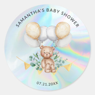Eucalyptus Beer ballonnen Holografisch Baby shower Ronde Sticker