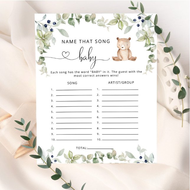 Eucalyptus beer Name dat lied baby shower game (Creator heeft geüpload)