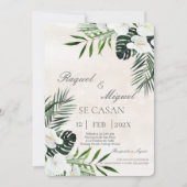 Eucalyptus beige Faire-part de mariage espagnole (Devant)