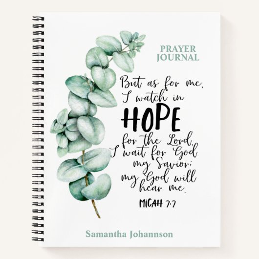 Eucalyptus Bible Verse About Hope Prayer Journal (Devant)