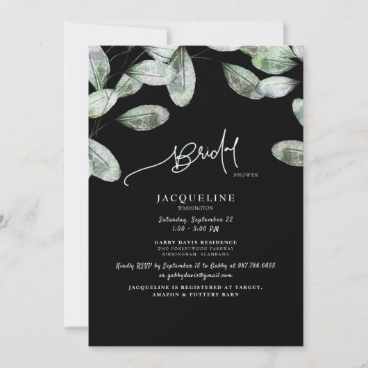 Eucalyptus Black Bruid Douche Kaart (Voorkant)