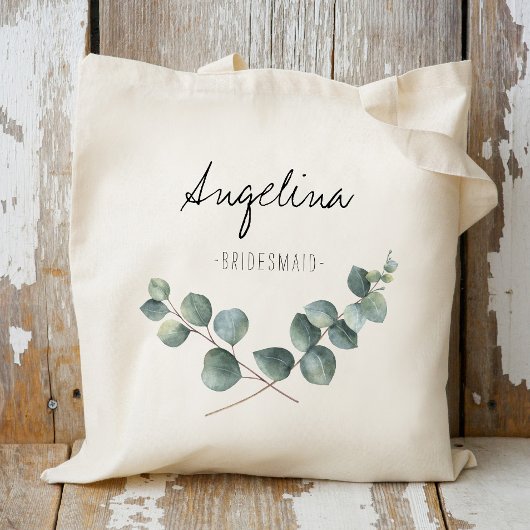 Eucalyptus blad bruidsmeisje cadeautje tote bag