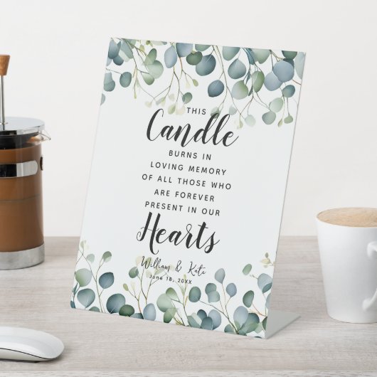 Eucalyptus blad Geheugen kaars teken bruiloft Reclamebord Met Voetstuk (Insitu)