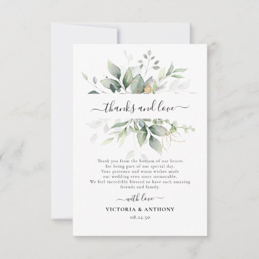 Eucalyptus blad groen bruiloft dank u kaarten (Voorkant)